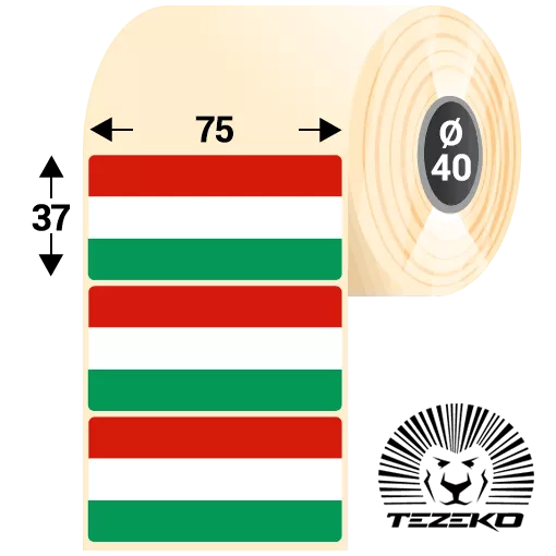 Magyar Zászló etikett címke, 75 * 37 mm-es (1000 db/tekercs)